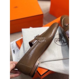 Hermes Classic Royal Leather Shoes Brown