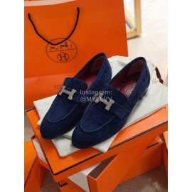 Hermes Classic Velvet Shoes For Women Blue