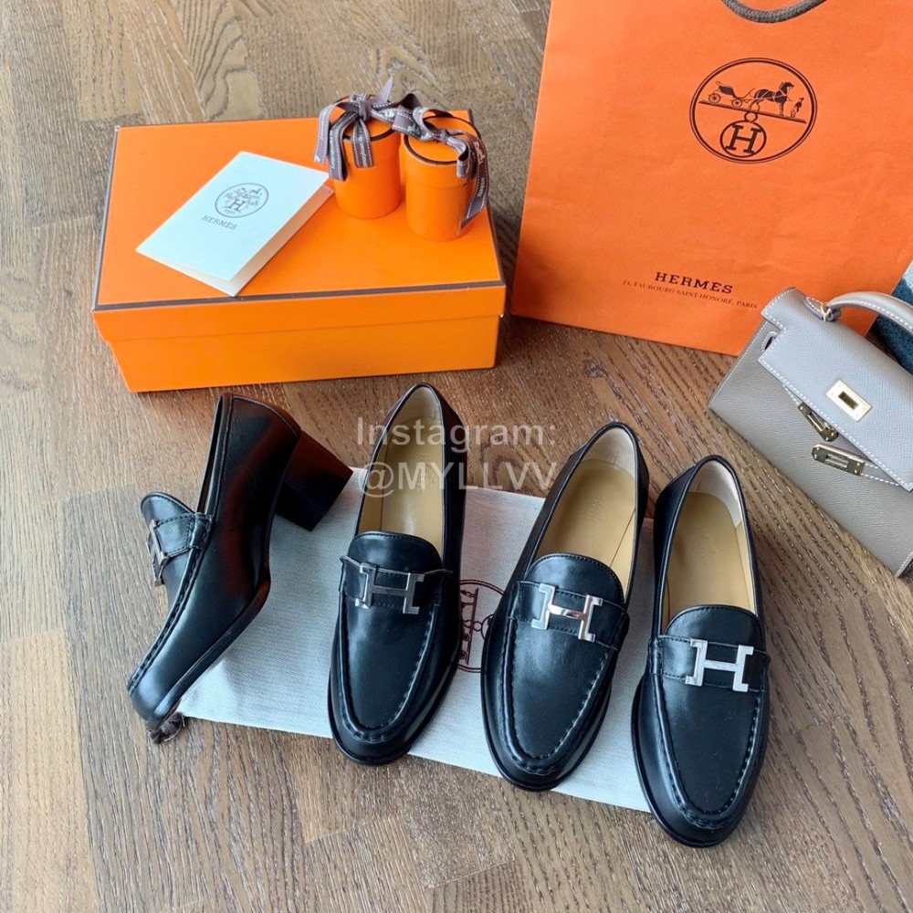 Hermes Classic Leather High Heel Shoes Black