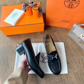 Hermes Classic Leather High Heel Shoes Black