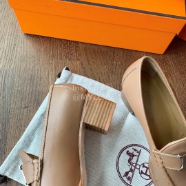 Hermes Classic Leather High Heel Shoes Khaki