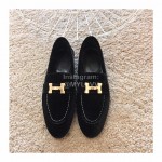 Hermes Classic Velvet Commuting Shoes Black