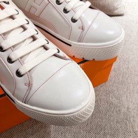 Hermes Autumn Winter Thick Soled Casual Shoes For Women White