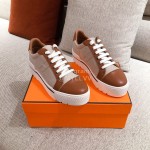 Hermes Autumn Winter Thick Soled Casual Shoes For Women Brown