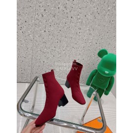 Hermes Autumn Thick High Heeled Socks Boots For Women Red