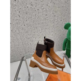 Hermes Calf Leather Boots With Thick Soles And High Heels For Women Brown