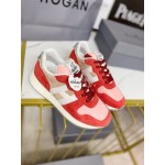Hogan Fashion Cattle Leather Thick Soled Casual Shoes For Women Orange Red