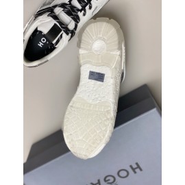 Hogan Fashion Cattle Leather Thick Soled Casual Sneakers For Women White