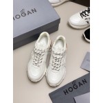 Hogan Fashion Cattle Leather Thick Soled Casual Sneakers For Women Brown