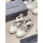 Hogan Fashion Cattle Leather Thick Soled Casual Sneakers For Women Purple
