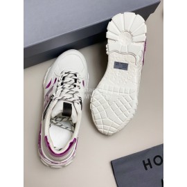 Hogan Fashion Cattle Leather Thick Soled Casual Sneakers For Women Purple