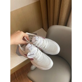 Hogan Fashion Cow Leather Thick Soled Sneakers For Women Pink