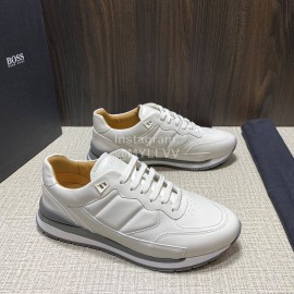 Hugo Boss Soft Leather Lace Up Sneakers For Men White