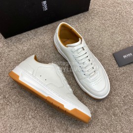 Hugo Boss Leather Lace Up Sneakers For Men White