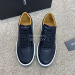Hugo Boss Leather Lace Up Sneakers For Men Navy