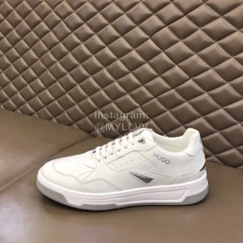 Hugo Boss Leather Lace Up Casual Sneakers For Men White