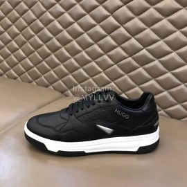 Hugo Boss Leather Lace Up Casual Sneakers For Men Black