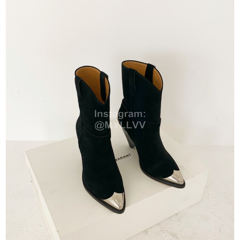 Isabel Marant Winter New Calf Velvet High Heel Short Boots For Women Black