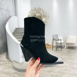 Isabel Marant Winter New Calf Velvet High Heel Short Boots For Women Black