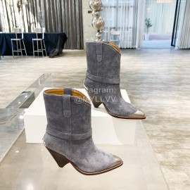 Isabel Marant Winter New Calf Velvet High Heel Short Boots For Women Gray
