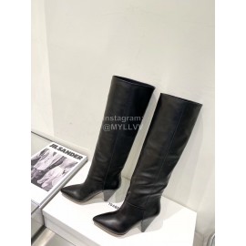 Isabel Marant Winter New Sheepskin High Heel Knee Boots For Women Black