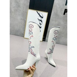 Isabel Marant Winter New Sheepskin Printed High Heel Boots For Women White