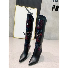 Isabel Marant Winter New Sheepskin Printed High Heel Boots For Women Black