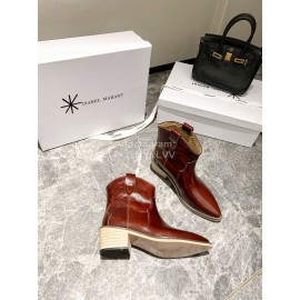 Isabel Marant Winter Fashion Calf High Heel Short Boots For Women Brown