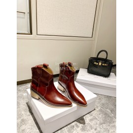 Isabel Marant Winter Fashion Calf High Heel Short Boots For Women Brown