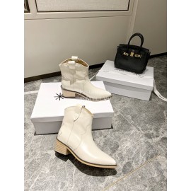 Isabel Marant Winter Fashion Calf High Heel Short Boots For Women White