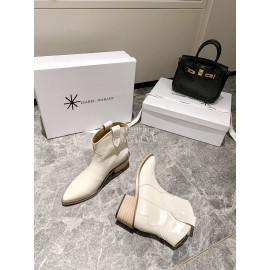 Isabel Marant Winter Fashion Calf High Heel Short Boots For Women White