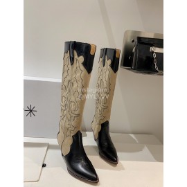 Isabel Marant Cowhide Thick High Heeled Long Boots For Women