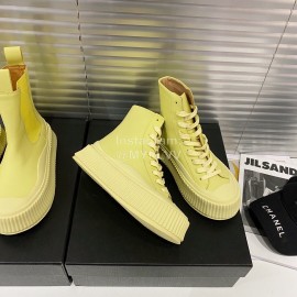 Jil Sander Fashion Calf Leather Thick Soled High Top Shoes For Women Yellow