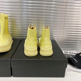 Jil Sander Fashion Calf Leather Thick Soled High Top Shoes For Women Yellow