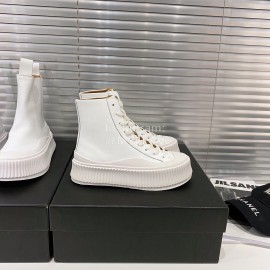Jil Sander Fashion Calf Leather Thick Soled High Top Shoes For Women White
