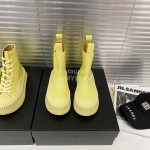 Jil Sander Fashion Calf Leather Thick Soled Boots For Women Yellow