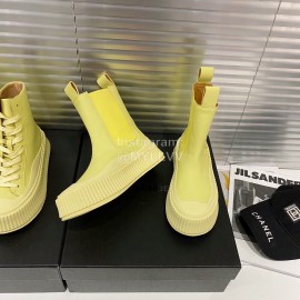 Jil Sander Fashion Calf Leather Thick Soled Boots For Women Yellow