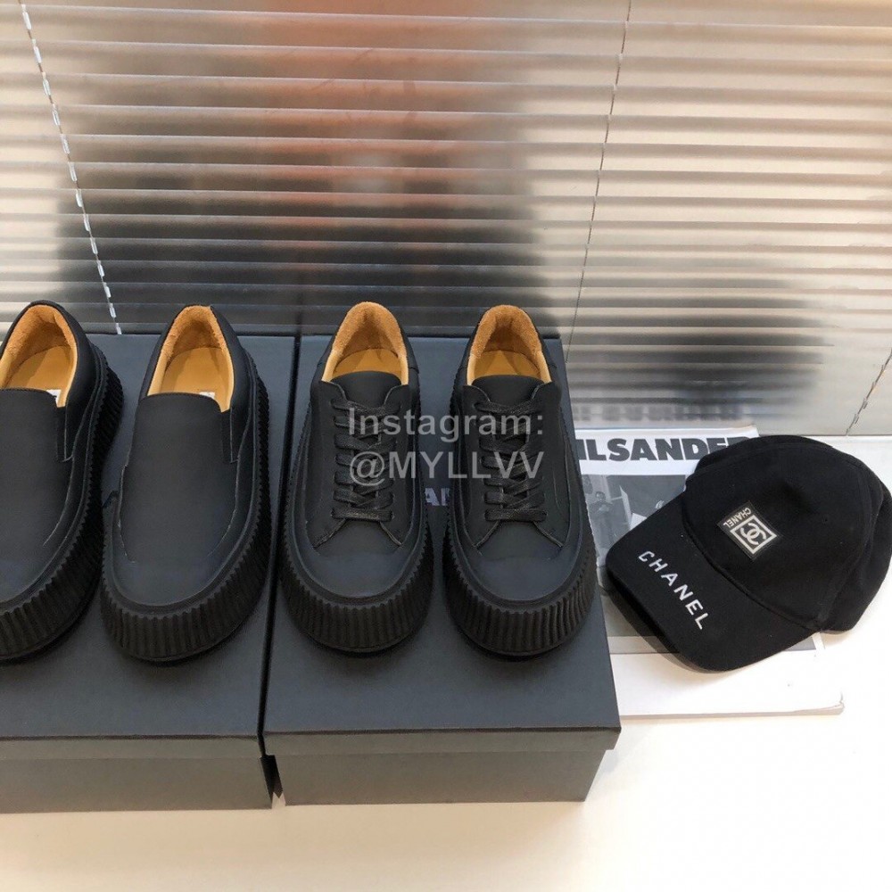 Jil Sander Fashion Calf Leather Thick Soled Casual Shoes Black For Women 