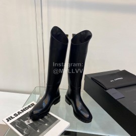 Jil Sander Winter Black Leather Boots For Women 
