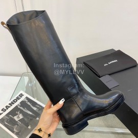 Jil Sander Winter Black Leather Boots For Women 