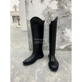 Jil Sander Fashion Black Leather Long Boots For Women 