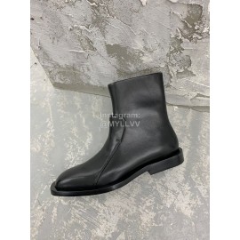 Jil Sander New Black Leather Short Boots For Women 