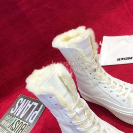 Jil Sander Winter New Leather Warm Wool Boots For Women White