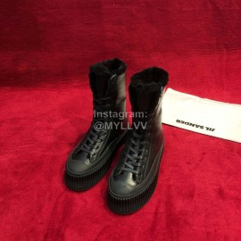 Jil Sander Winter New Leather Warm Wool Boots For Women Black