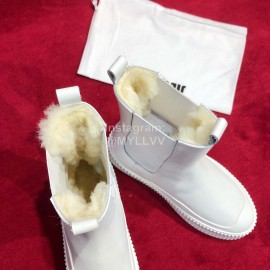 Jil Sander Winter Autumn New White Leather Warm Wool Boots For Women 