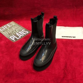 Jil Sander Winter Autumn New Black Leather Warm Wool Boots For Women 