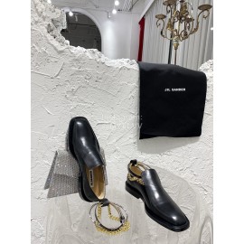 Jil Sander New Gold Chain Black Leather Shoes For Women 
