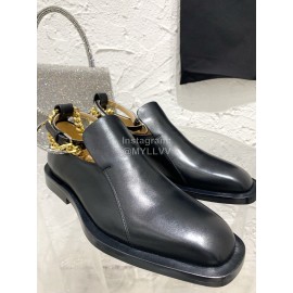 Jil Sander New Gold Chain Black Leather Shoes For Women 