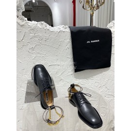 Jil Sander New Gold Chain Black Calf Leather Shoes For Women 