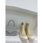 Jil Sander Winter Autumn New Leather Thick Soled Short Boots For Women Beige